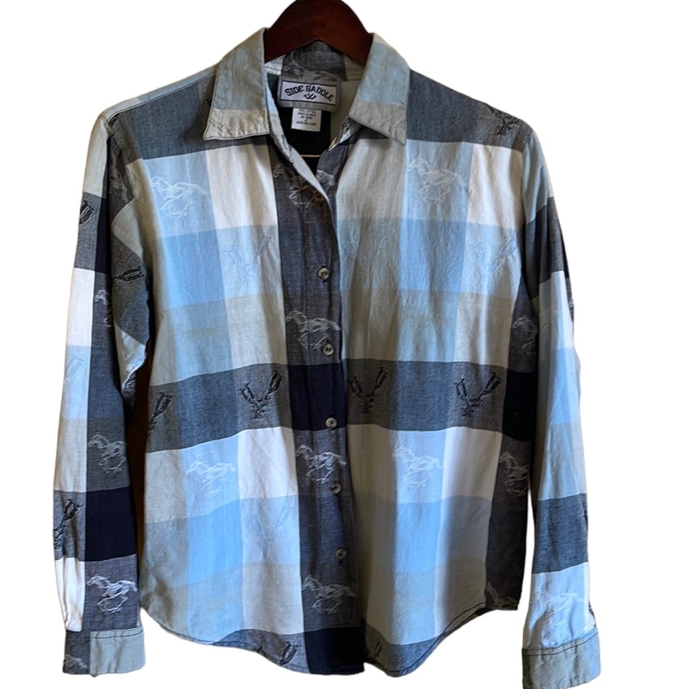 Vintage western checked plaid button up